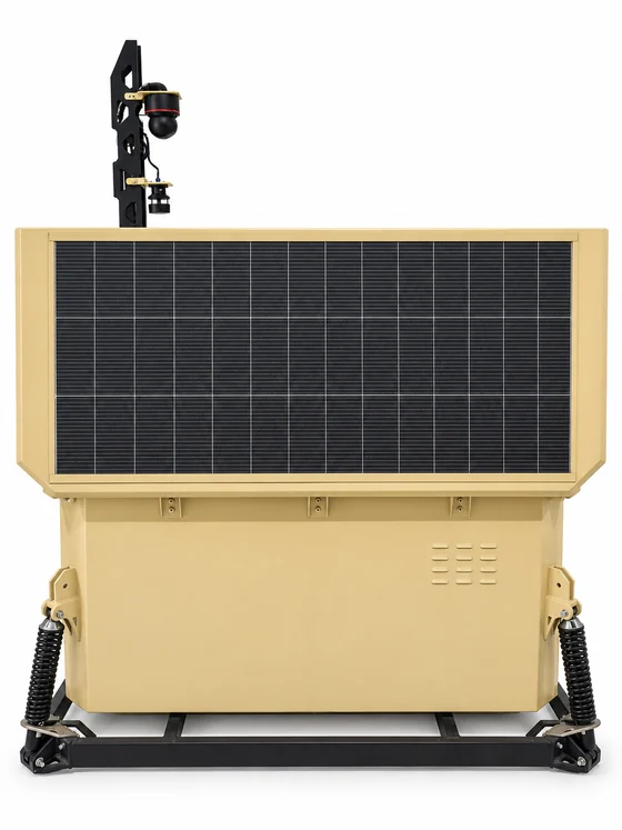 RIDGE side view showing the solar panel and raised camera mast